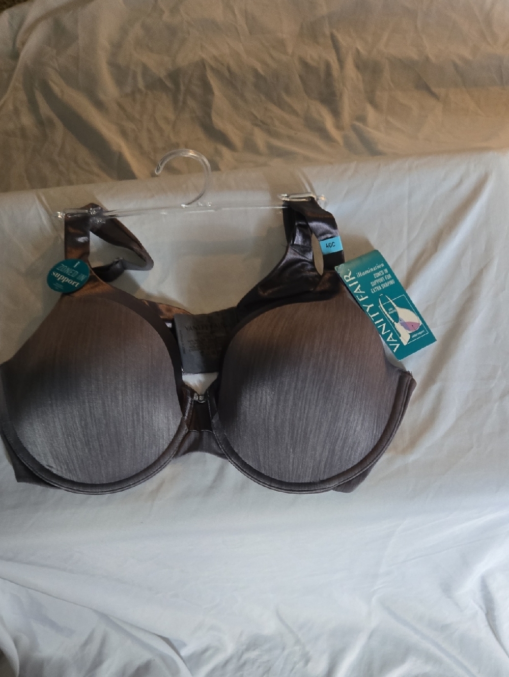 Vanity Fair Satin-Look Padded Bra in Dark Grey